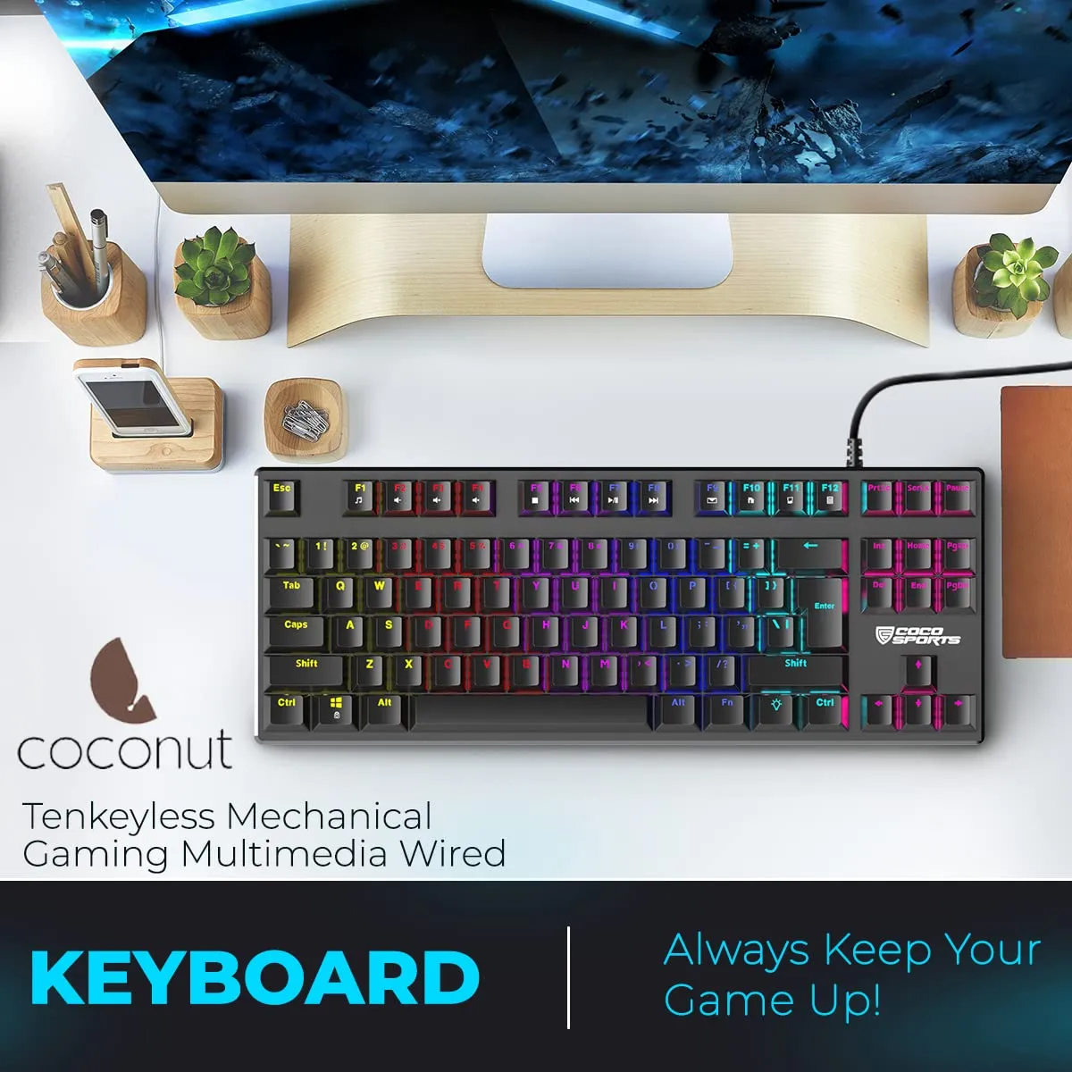 Coconut K12 Orion Tenkeyless Mechanical Gaming Keyboard Blue Switches overview 1