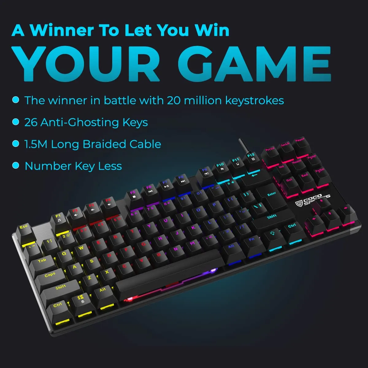 Coconut K12 Orion Tenkeyless Mechanical Gaming Keyboard Blue Switches overview 2