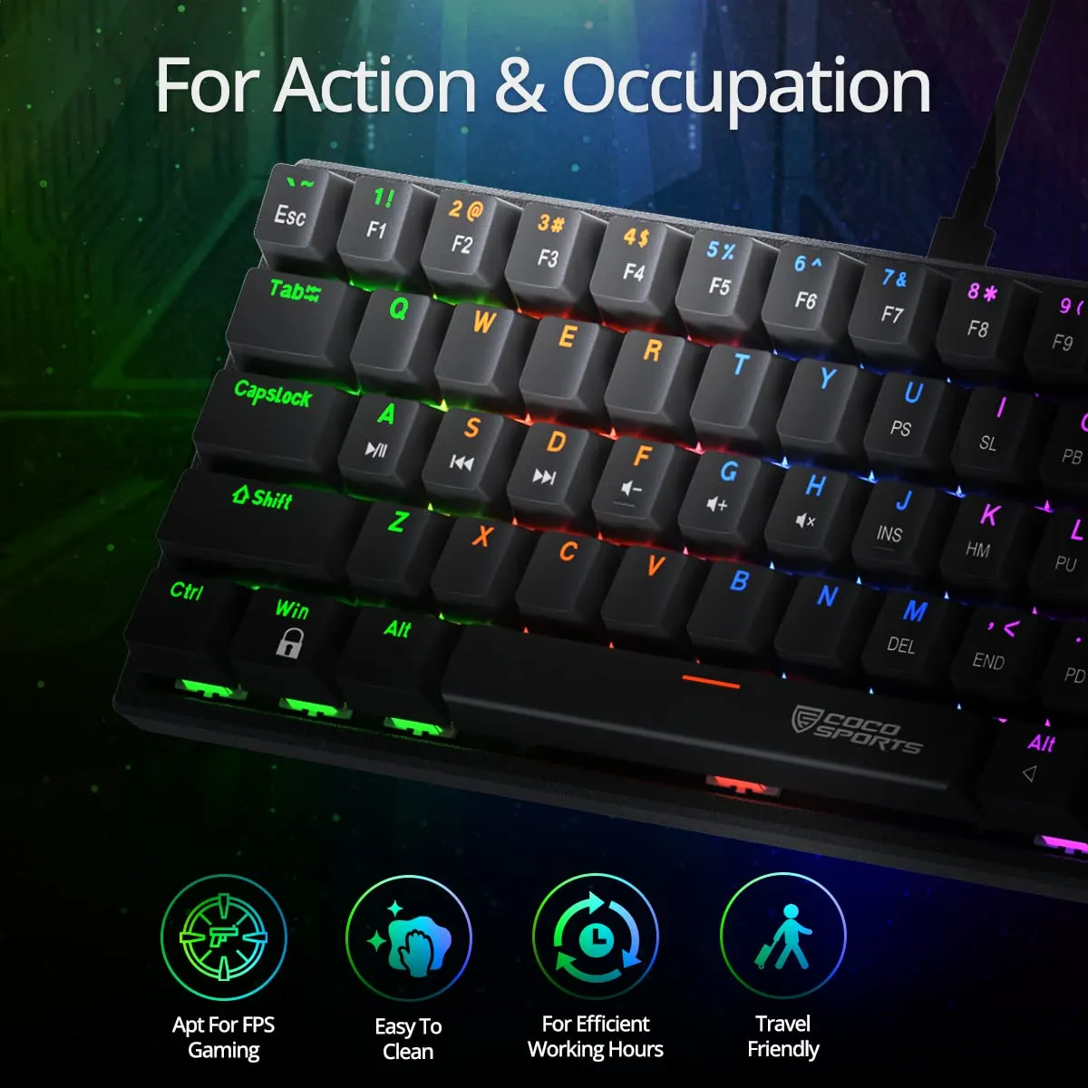 Coconut K21 Virgo Mini Mechanical Gaming Keyboard With Outemu Red Switches overview 2