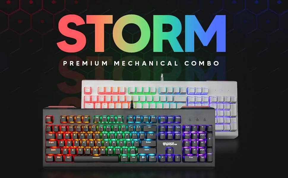 Coconut Storm Mechanical 104 Keys Wired Gaming Keyboard, Rainbow Backlighting, All Anti-Ghosting Keys (Black) overview 1