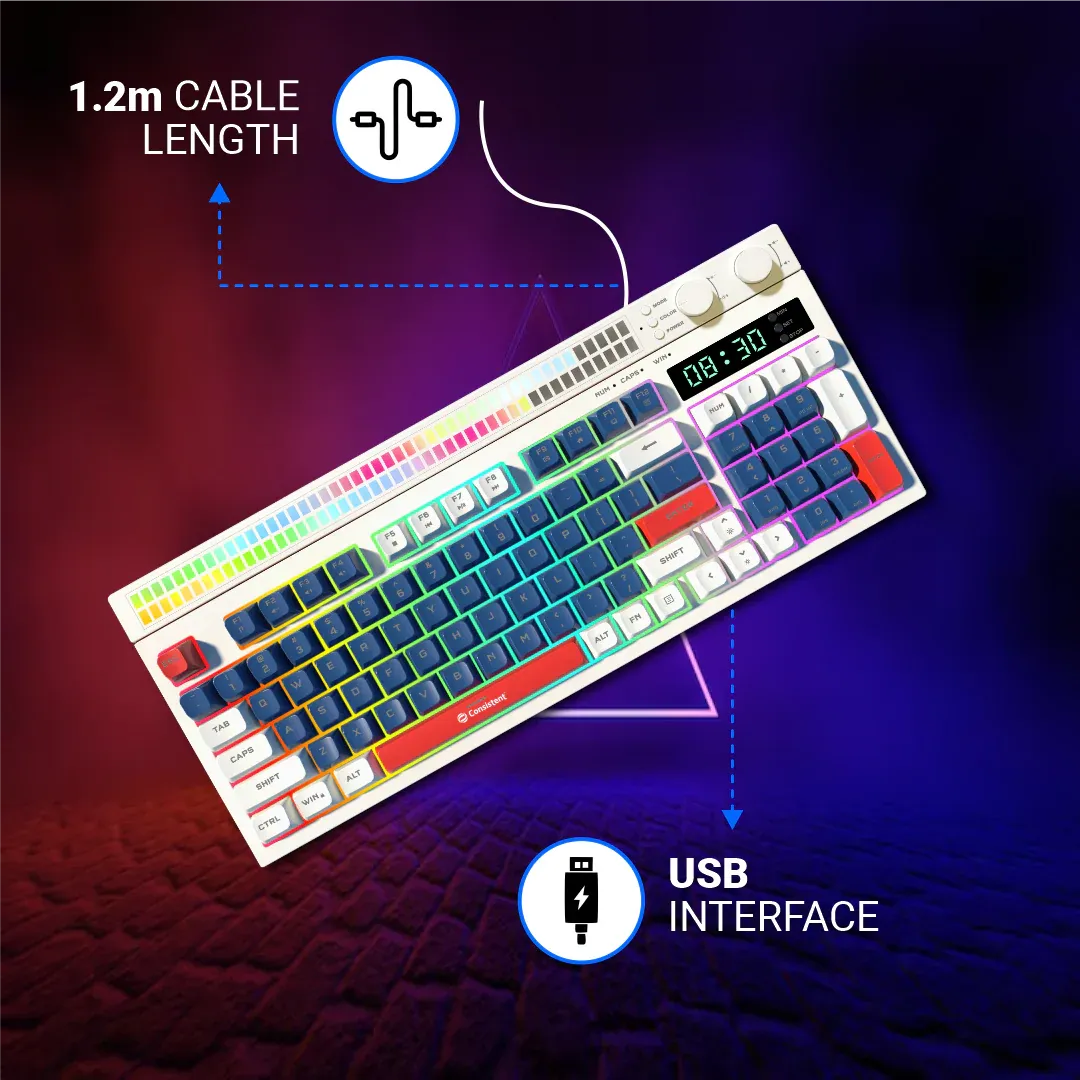 Consistent Moonlite Gaming Wired RGB & Mac Support Keyboard, USB Plug-and-Play, Keystrokes, RGB LED Effect, Stylish Slim Design, Water resistant, Noise free, 26 keys Anit-Ghosting overview 3
