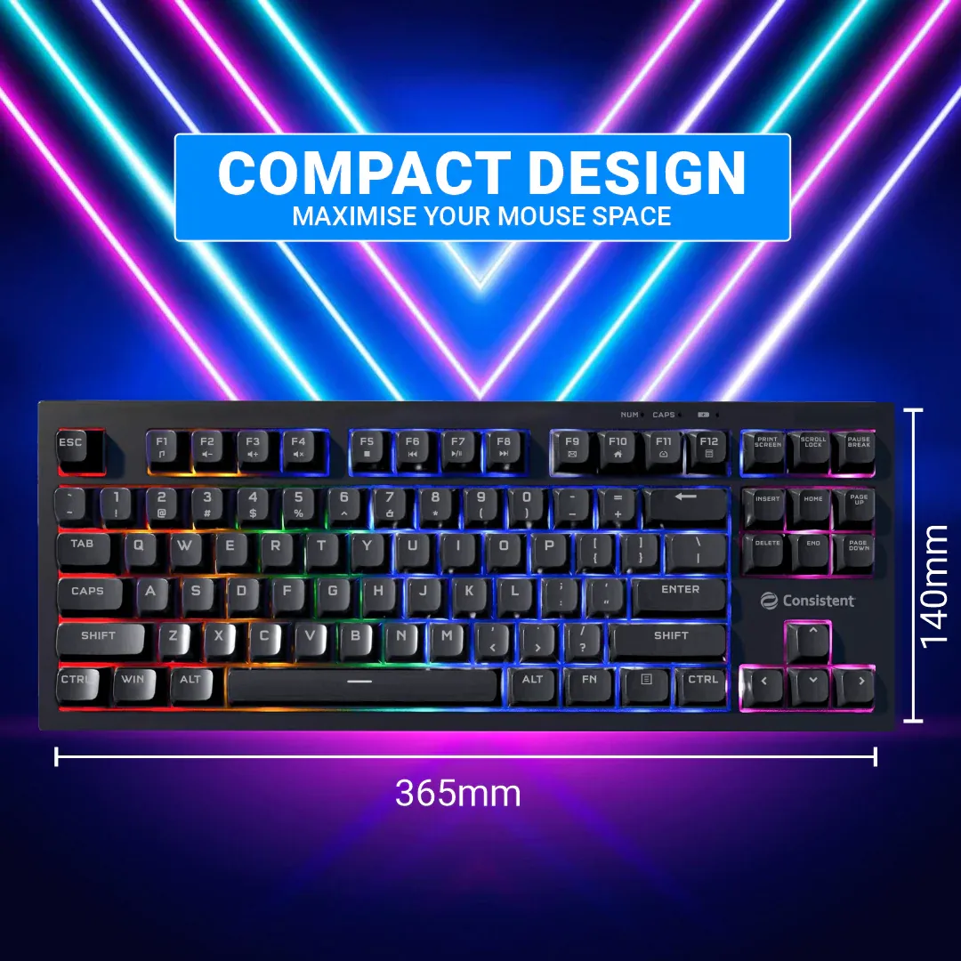 Consistent PARADOX Gaming Wired & Mac Support Keyboard, USB Plug-and-Play, Keystrokes, Rainbow Breath Light, 1.5 Cable Length overview 2