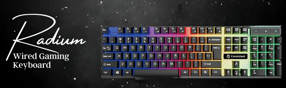 Consistent Radium Wired Gaming Keyboard (KG1101) Gaming Keyboard with Breathing Effect |Backlit Keyboard Windows Lock| Wired Connectivity| Ergonomic Design| Durable Construction overview 2