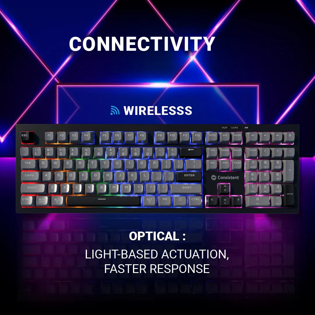 Consistent STORM Gaming Triple Mode Wireless RGB & MAC Support Keyboard for Windows, USB Plug-and-Play, Keystrokes, RGB lighting, Stylish Slim Design, 19 keys Anit-Ghosting overview 2