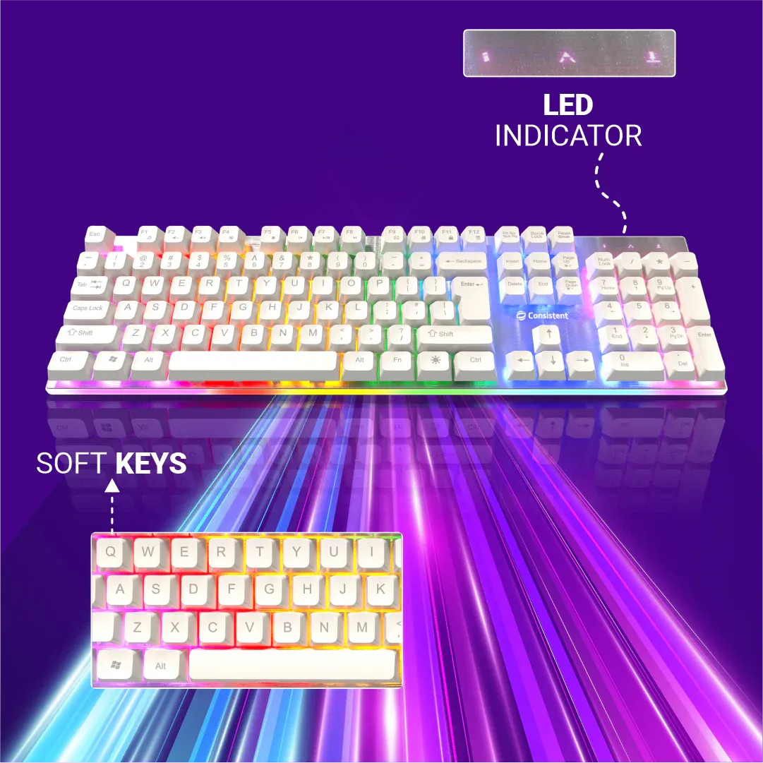 Consistent Waves Gaming Wired & Mac Support Keyboard, USB Plug-and-Play, Keystrokes, Copper Wired, Stylish Slim Design, 1.5m Cable Length overview 4