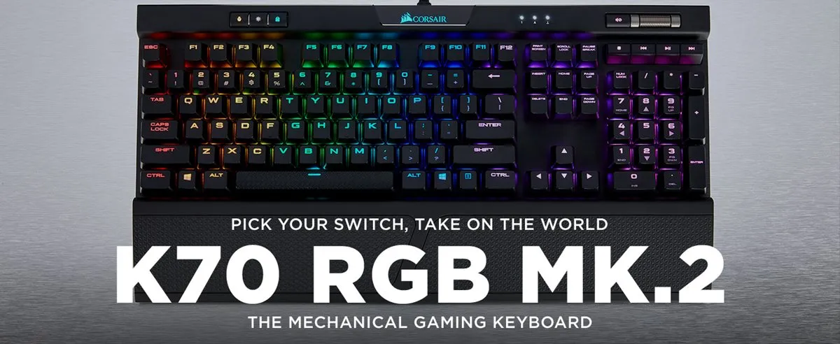 Corsair K70 RGB MK.2 Mechanical Gaming Keyboard (Cherry MX Blue - Black) overview 1
