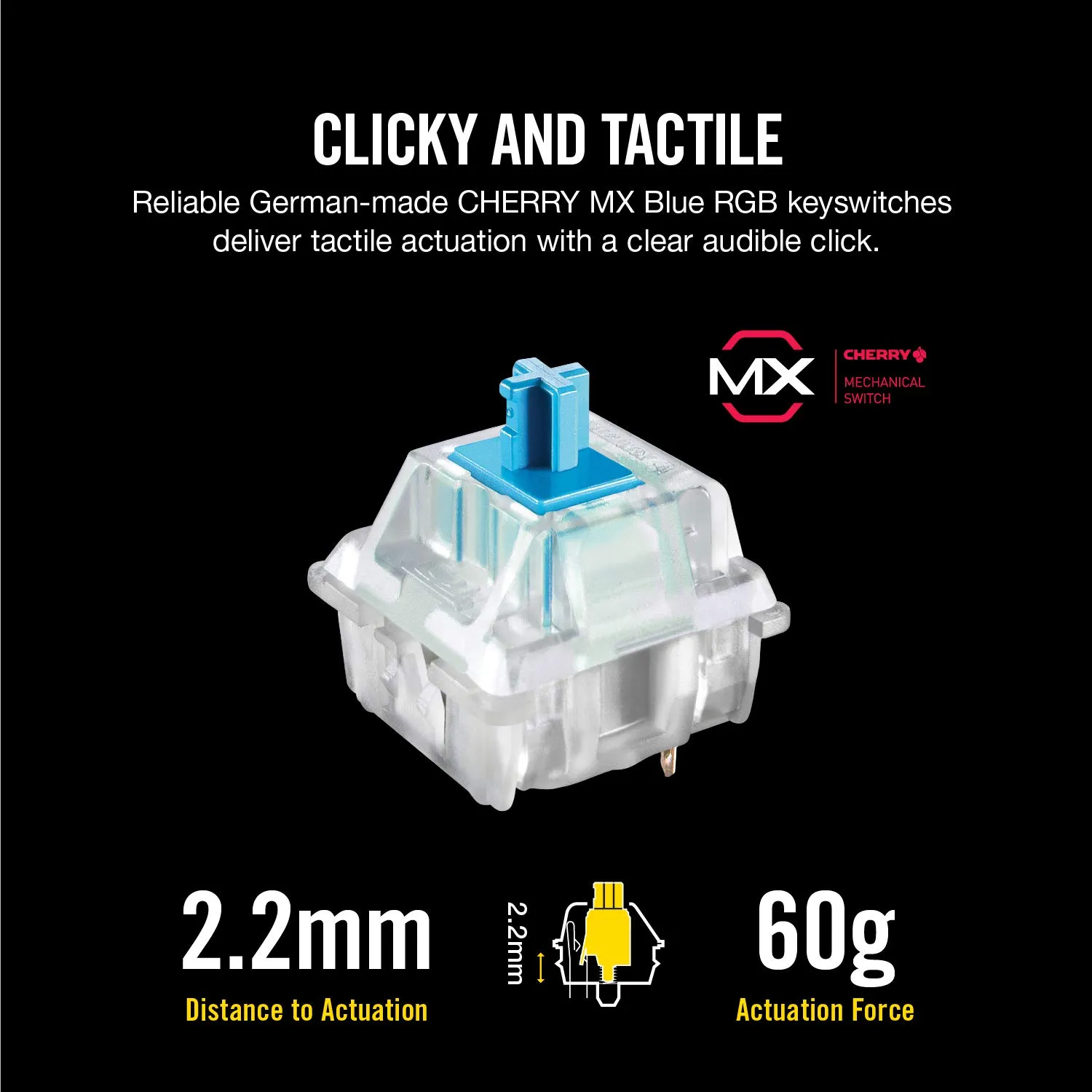 Corsair K70 RGB MK.2 Mechanical Gaming Keyboard (Cherry MX Blue - Black) overview 3