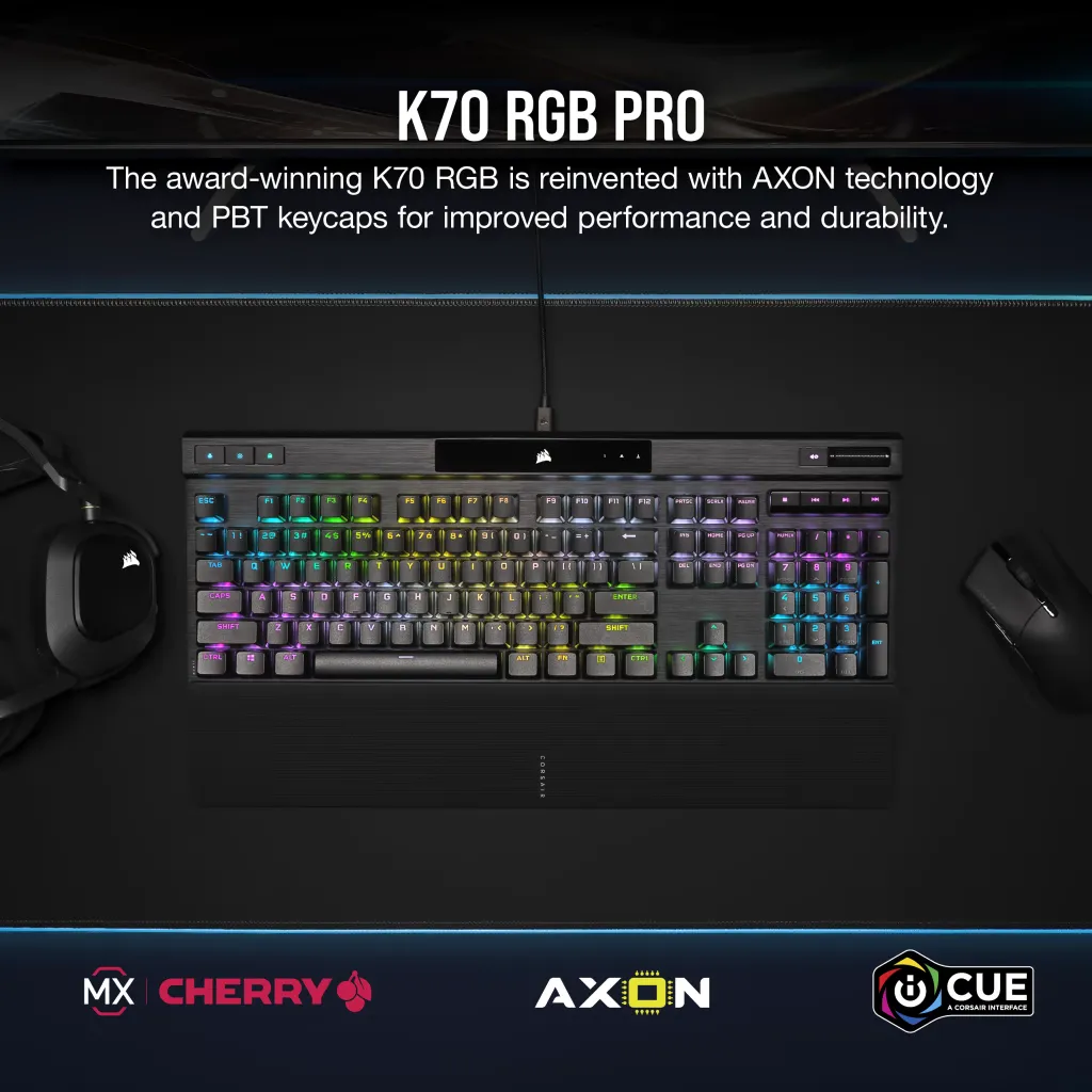 Corsair K70 RGB PRO Mechanical Gaming Keyboard, Backlit RGB LED (Cherry MX Speed Silver Keyswitch) overview 1