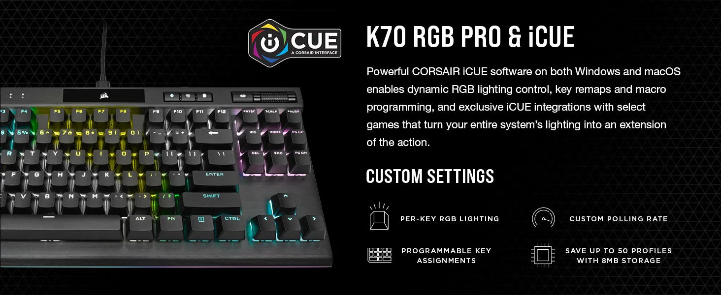 Corsair K70 RGB PRO Mechanical Gaming Keyboard, Backlit RGB LED (Cherry MX Speed Silver Keyswitch) overview 5