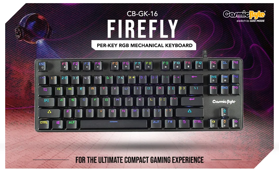 Cosmic Byte CB-GK-16 Firefly TKL Per Key RGB Mechanical Keyboard Outemu Blue overview 1