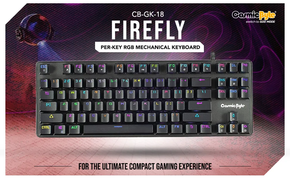 Cosmic Byte CB-GK-18 Firefly TKL Per Key RGB Mechanical Keyboard Outemu Red overview 1