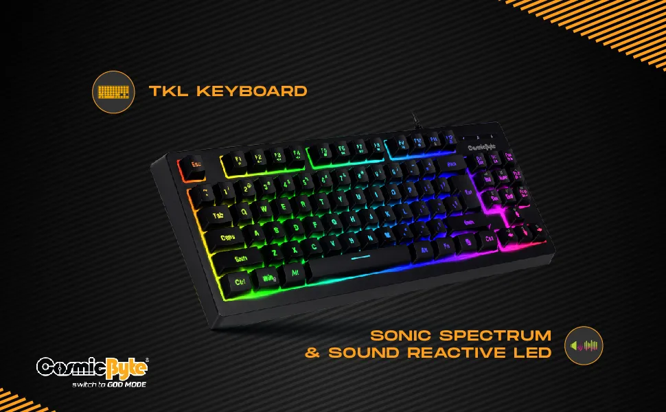 Cosmic Byte CB-GK-22 Veritas TKL Membrane Keyboard with RGB LED, Double Shot Keycaps and Sonic Spectrum overview 11