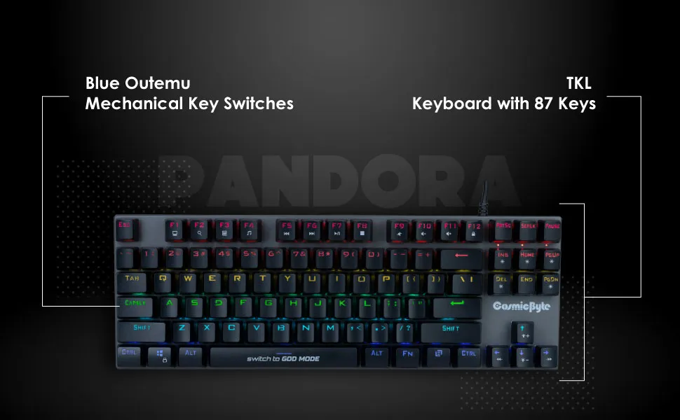 Cosmic Byte CB-GK-25 Pandora TKL RGB Wired Outemu Blue Switches Mechanical Keyboard overview 2