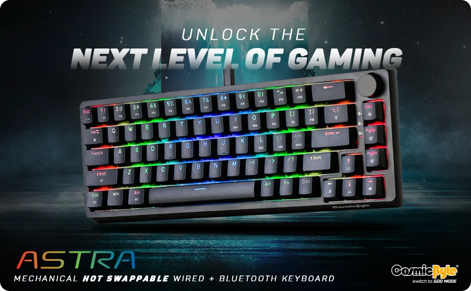 Cosmic Byte CB-GK-33 Astra Hot-Swappable Mechanical Wired &amp; Bluetooth Keyboard overview 1