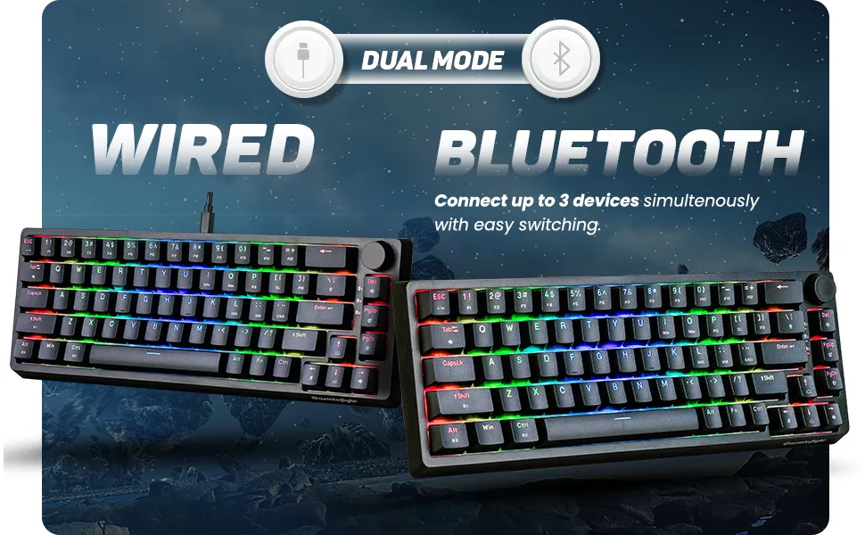 Cosmic Byte CB-GK-33 Astra Hot-Swappable Mechanical Wired &amp; Bluetooth Keyboard overview 2