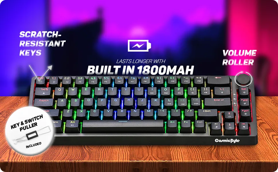 Cosmic Byte CB-GK-33 Astra Hot-Swappable Mechanical Wired &amp; Bluetooth Keyboard overview 7