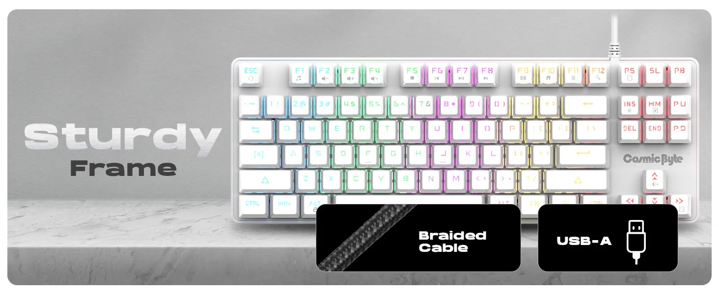 Cosmic Byte CB-GK-37 Firefly Per-Key RGB TKL Mechanical Keyboard with Swappable Outemu Red Switch (White) overview 10