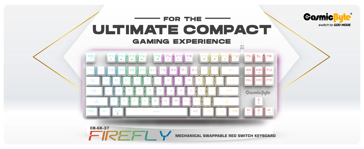 Cosmic Byte CB-GK-37 Firefly Per-Key RGB TKL Mechanical Keyboard with Swappable Outemu Red Switch (White) overview 12
