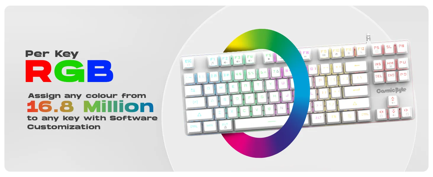 Cosmic Byte CB-GK-37 Firefly Per-Key RGB TKL Mechanical Keyboard with Swappable Outemu Red Switch (White) overview 13