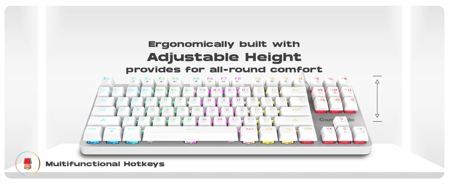 Cosmic Byte CB-GK-37 Firefly Per-Key RGB TKL Mechanical Keyboard with Swappable Outemu Red Switch (White) overview 5