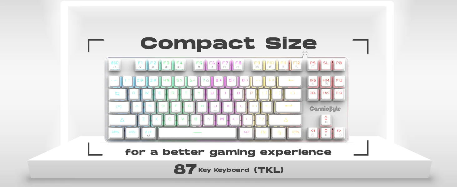 Cosmic Byte CB-GK-37 Firefly Per-Key RGB TKL Mechanical Keyboard with Swappable Outemu Red Switch (White) overview 6