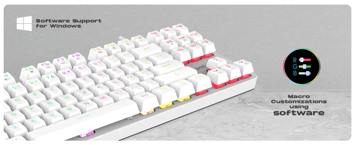 Cosmic Byte CB-GK-37 Firefly Per-Key RGB TKL Mechanical Keyboard with Swappable Outemu Red Switch (White) overview 9