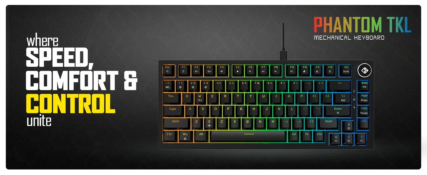Cosmic Byte CB-GK-43 Phantom TKL Gasket Mechanical RGB Wired Keyboard (Black) overview 1