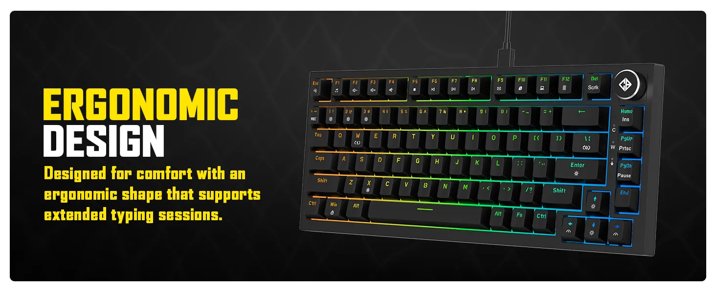 Cosmic Byte CB-GK-43 Phantom TKL Gasket Mechanical RGB Wired Keyboard (Black) overview 13