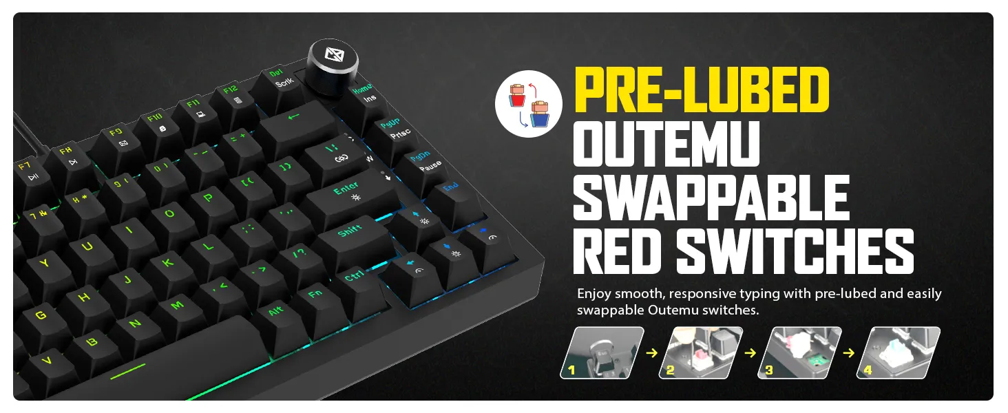 Cosmic Byte CB-GK-43 Phantom TKL Gasket Mechanical RGB Wired Keyboard (Black) overview 4