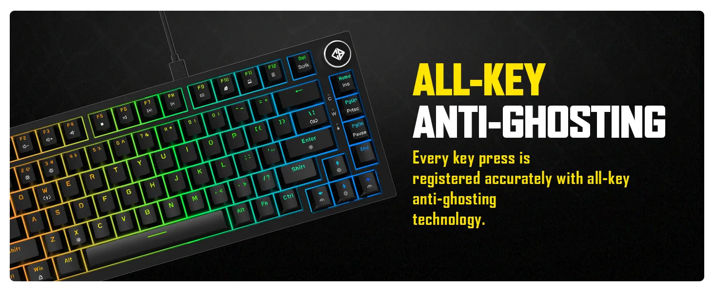 Cosmic Byte CB-GK-43 Phantom TKL Gasket Mechanical RGB Wired Keyboard (Black) overview 6