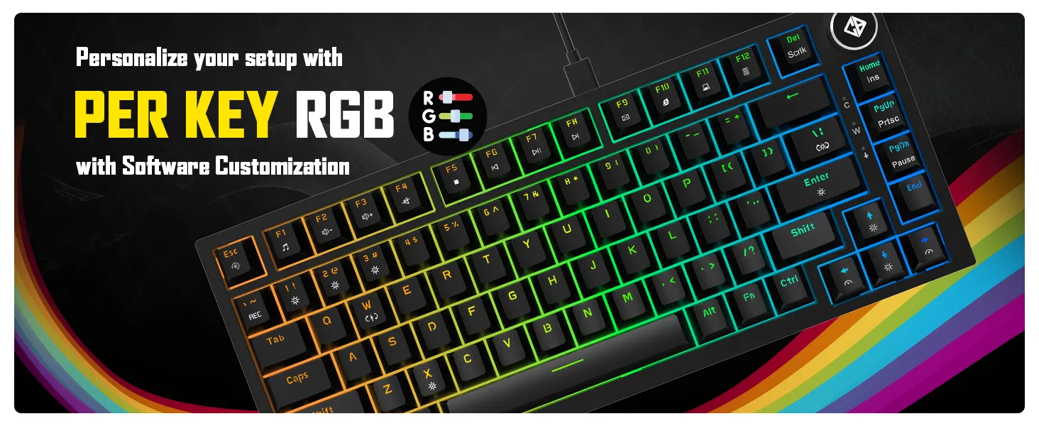 Cosmic Byte CB-GK-43 Phantom TKL Gasket Mechanical RGB Wired Keyboard (Black) overview 7