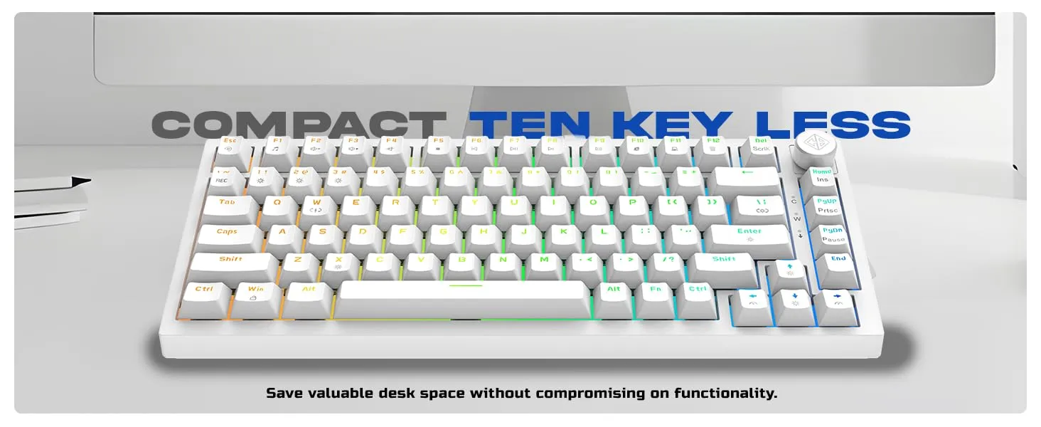 Cosmic Byte Phantom TKL Gasket Mechanical Wired Swappable Keyboard with PreLubed Switches (White) overview 3