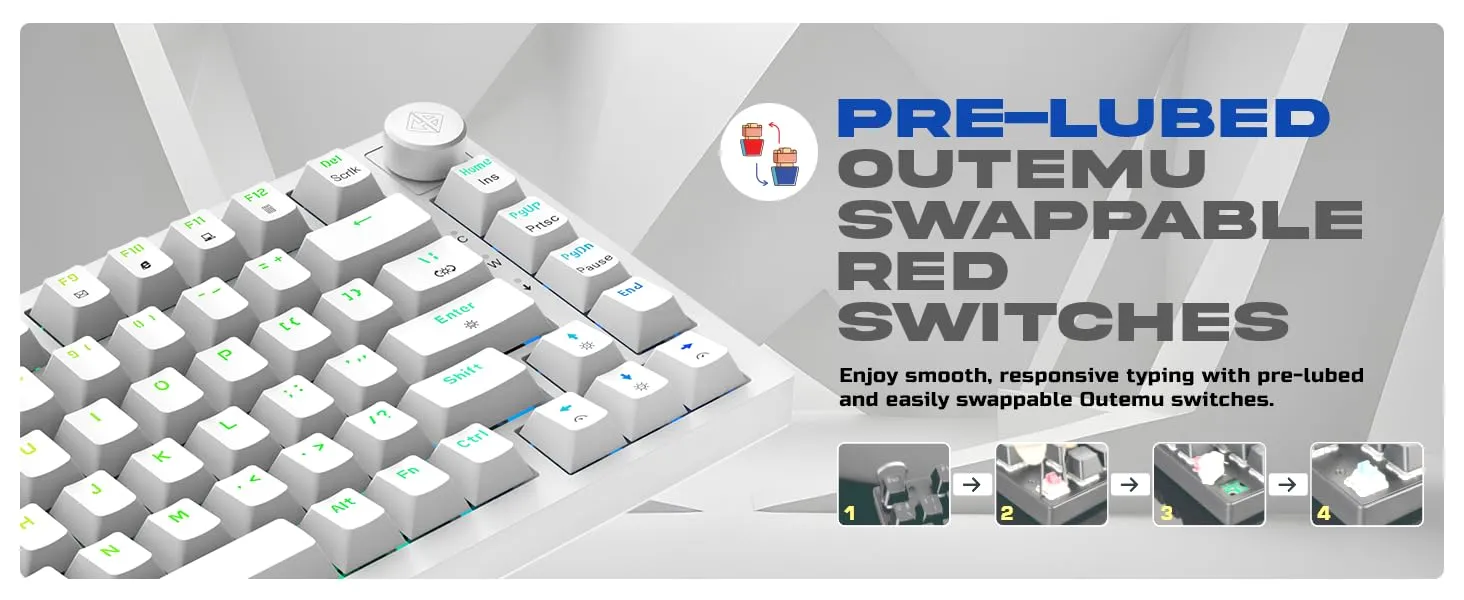 Cosmic Byte Phantom TKL Gasket Mechanical Wired Swappable Keyboard with PreLubed Switches (White) overview 4