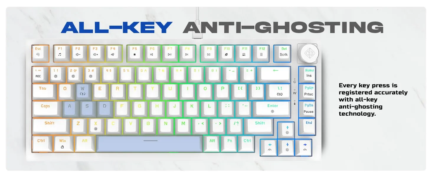 Cosmic Byte Phantom TKL Gasket Mechanical Wired Swappable Keyboard with PreLubed Switches (White) overview 6