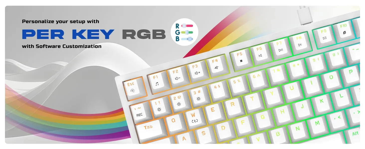 Cosmic Byte Phantom TKL Gasket Mechanical Wired Swappable Keyboard with PreLubed Switches (White) overview 7