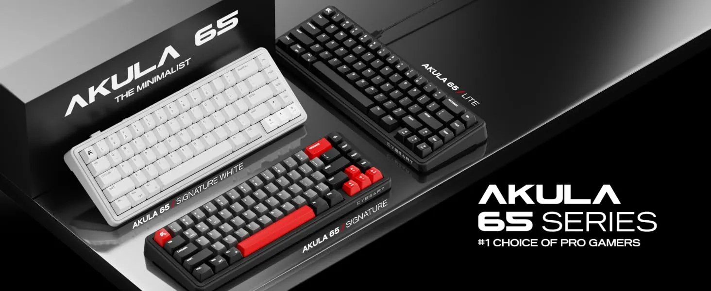 Cybeart Akula 65 - Compact 65% Wireless RGB Mechanical Keyboard (Signature Edition - Black/Red/Gray) overview 1