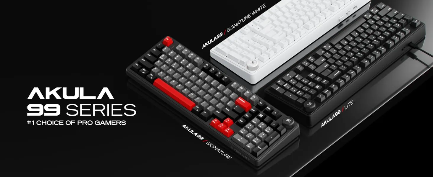 Cybeart Akula 99 - Compact Full Size Wireless RGB Mechanical Keyboard (Signature Edition - Black/Red/Gray) overview 1