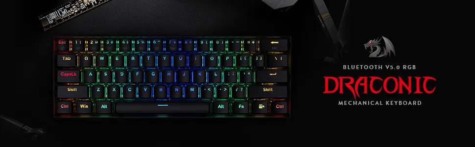 DRACONIC PRO K530 PRO - 60% BLUETOOTH+2.4HZ+WIRED MECHANICAL KEYBOARD (BROWN SWITCH) overview 1