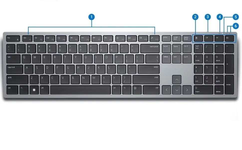 Dell KB700 Multi Device Wireless Keyboard (Gray) overview 5