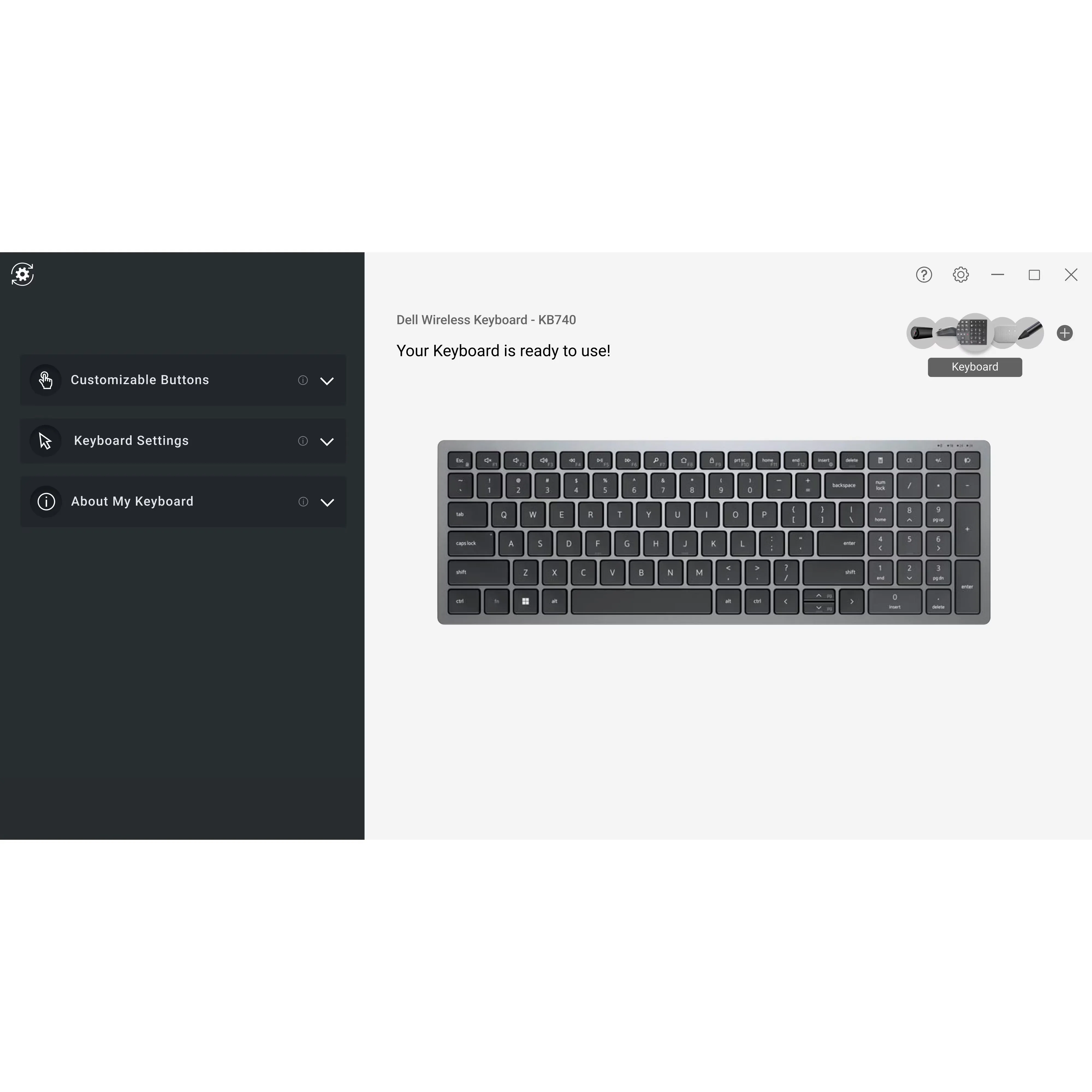 Dell KB740 Compact Multi-Device Wireless Keyboard (Gray) overview 4