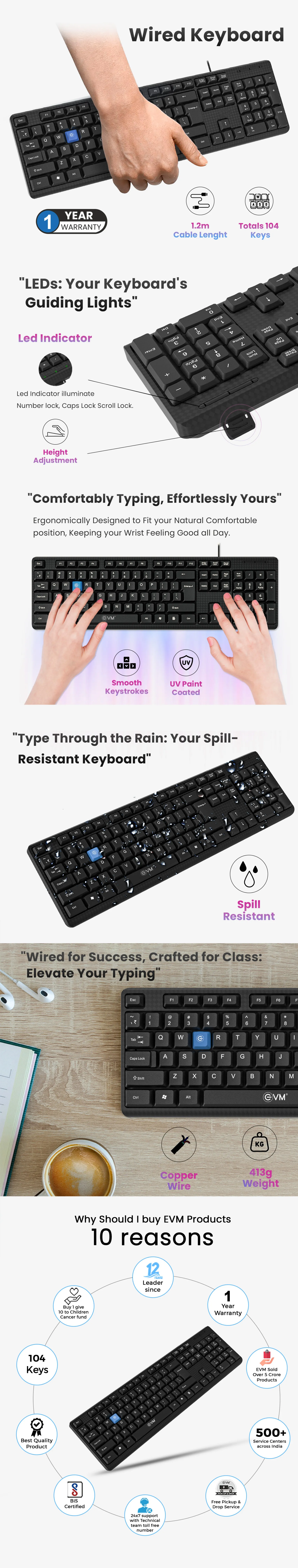 EVM EVM-WDK-216 Wired Keyboard (Black) overview 1