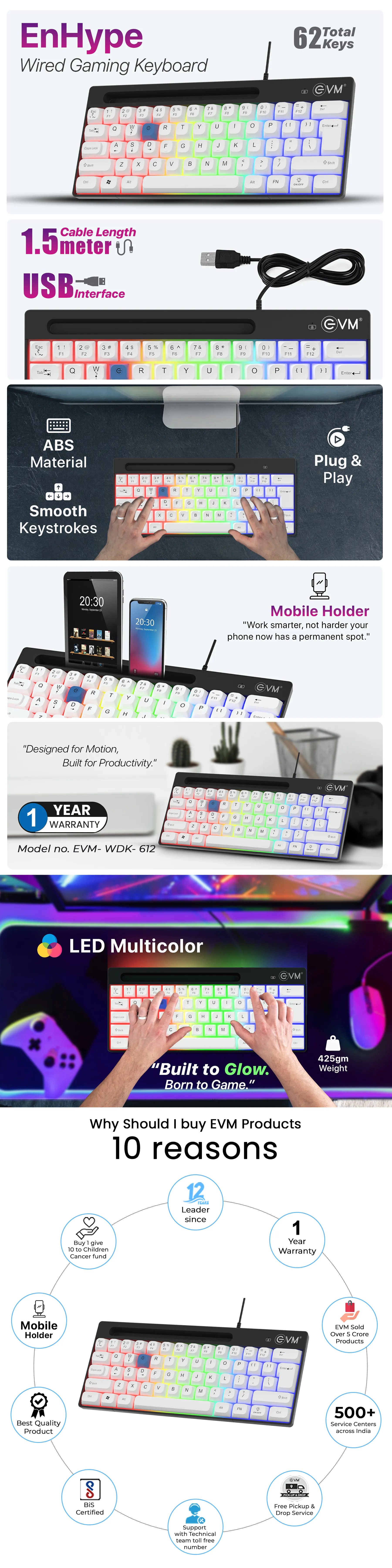 EVM EnHype Wired Keyboard WDK-612 overview 1