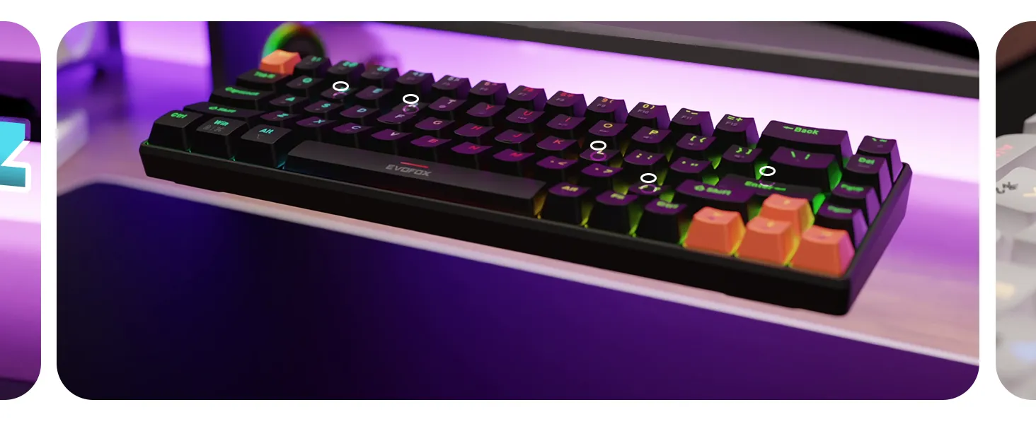 EvoFox Katana S Mini Wireless Mechanical Keyboard Red Switch - (White) overview 5