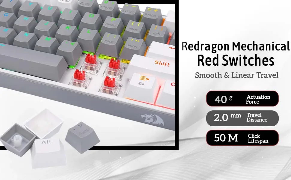 FIZZ PRO K616 - 60% WIRED+2.4GHZ+BT MECHANICAL KEYBOARD GREY AND WHITE (RED SWITCH) overview 2