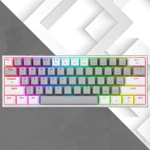 FIZZ PRO K616 - 60% WIRED+2.4GHZ+BT MECHANICAL KEYBOARD GREY AND WHITE (RED SWITCH) overview 4