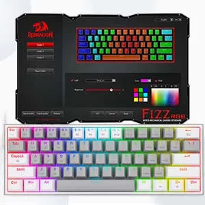 FIZZ PRO K616 - 60% WIRED+2.4GHZ+BT MECHANICAL KEYBOARD GREY AND WHITE (RED SWITCH) overview 6