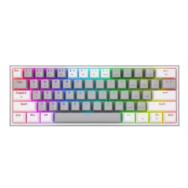 FIZZ PRO K616 - 60% WIRED+2.4GHZ+BT MECHANICAL KEYBOARD GREY AND WHITE (RED SWITCH)