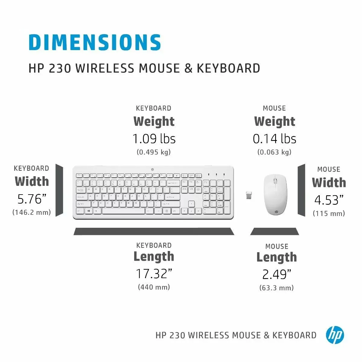 HP 230 Wireless Mouse and Keyboard Combo, White overview 1