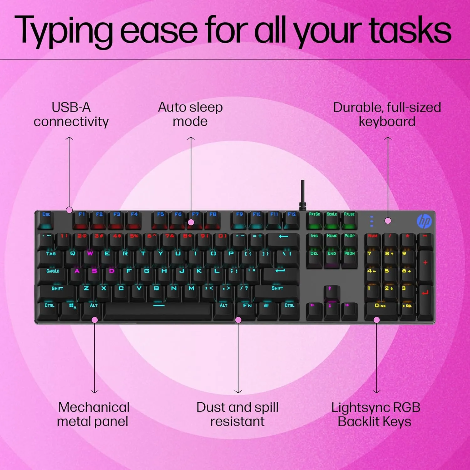 HP Gk400F Mechanical USB Gaming Keyboard overview 7