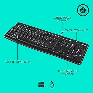 Logitech K120 Plug and Play USB Keyboard (Black) overview 5